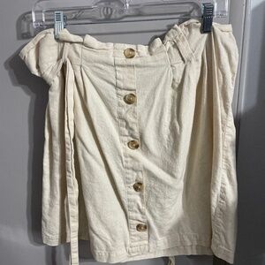 Button Up Belted Skirt - Cream